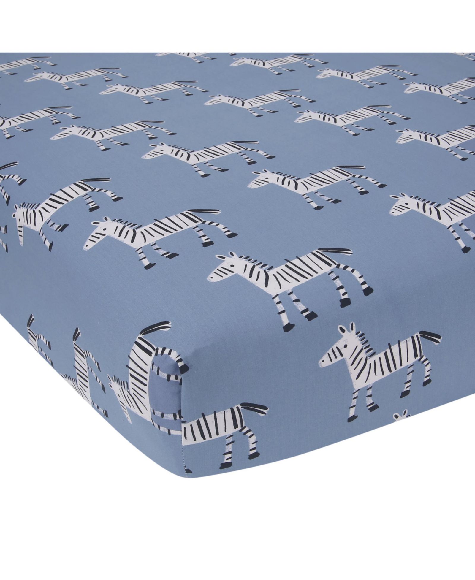 Lambs & Ivy Lambs and Ivy Signature Zebra Blue Organic Cotton Breathable Fitted Crib Sheet
