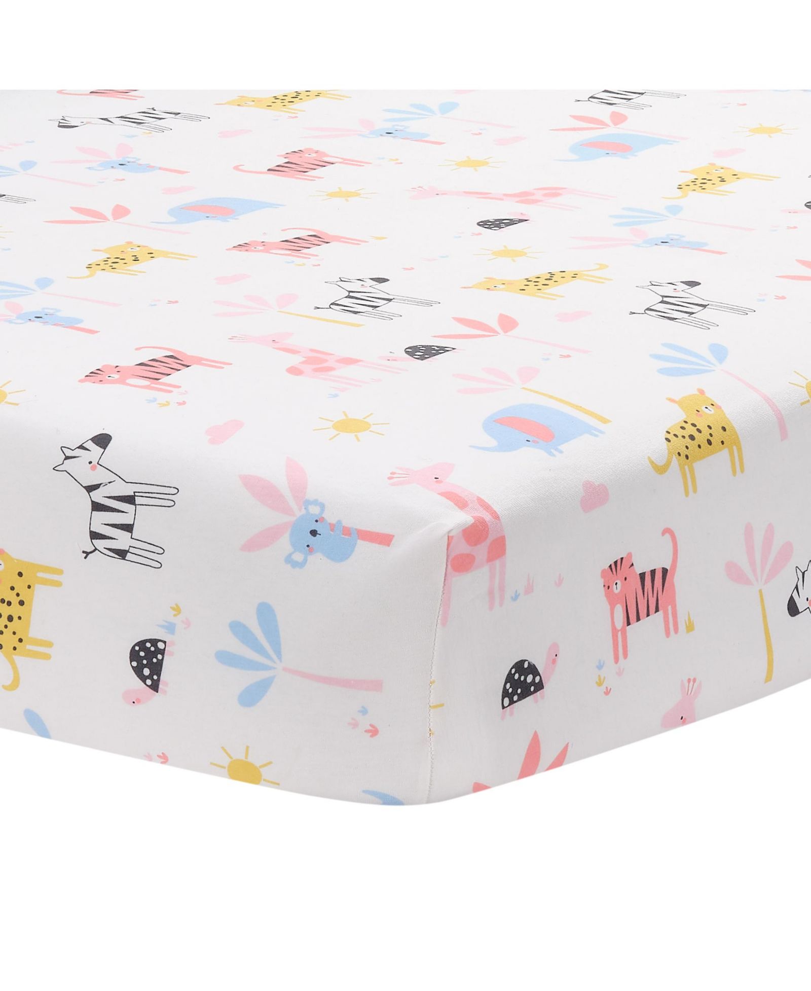 Lambs & Ivy Lambs and Ivy Snuggle Jungle Pastel Safari Cotton Jersey Baby Fitted Crib Sheet