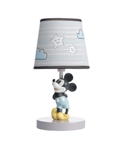 Lambs and Ivy Disney Baby Moonlight Mickey Mouse Lamp with Shade and Bulb - Gray