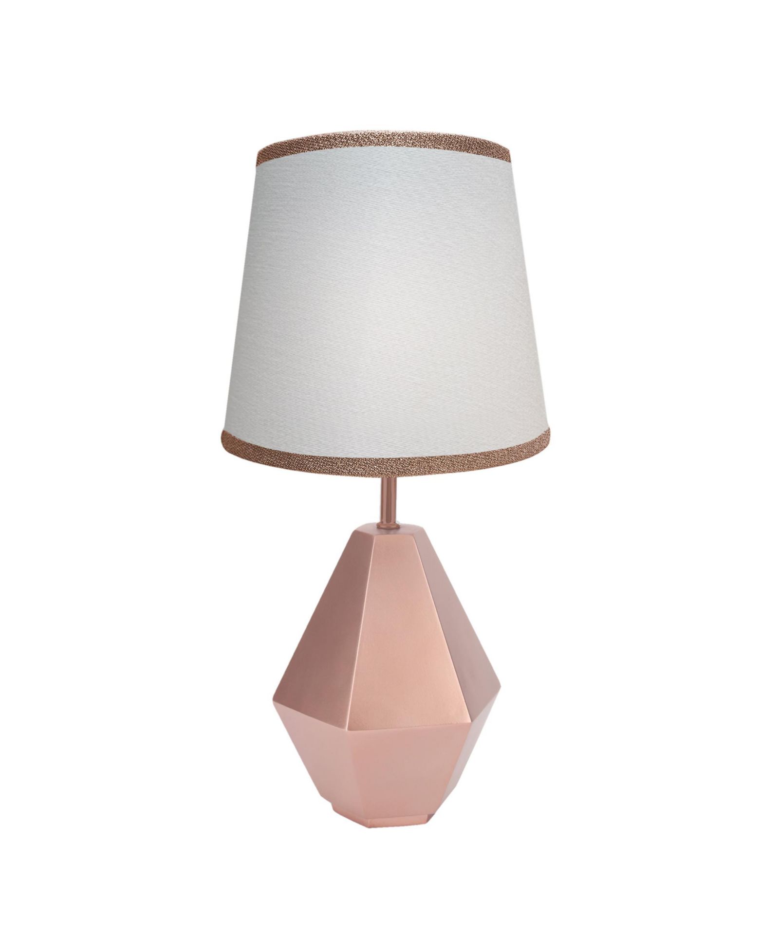 Lambs and Ivy Rose Gold Modern Hexagon Nursery Lamp with Shade and Bulb