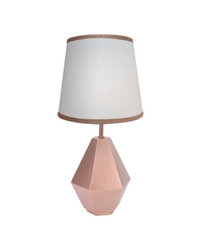 Lambs and Ivy Rose Gold Modern Hexagon Nursery Lamp with Shade and Bulb