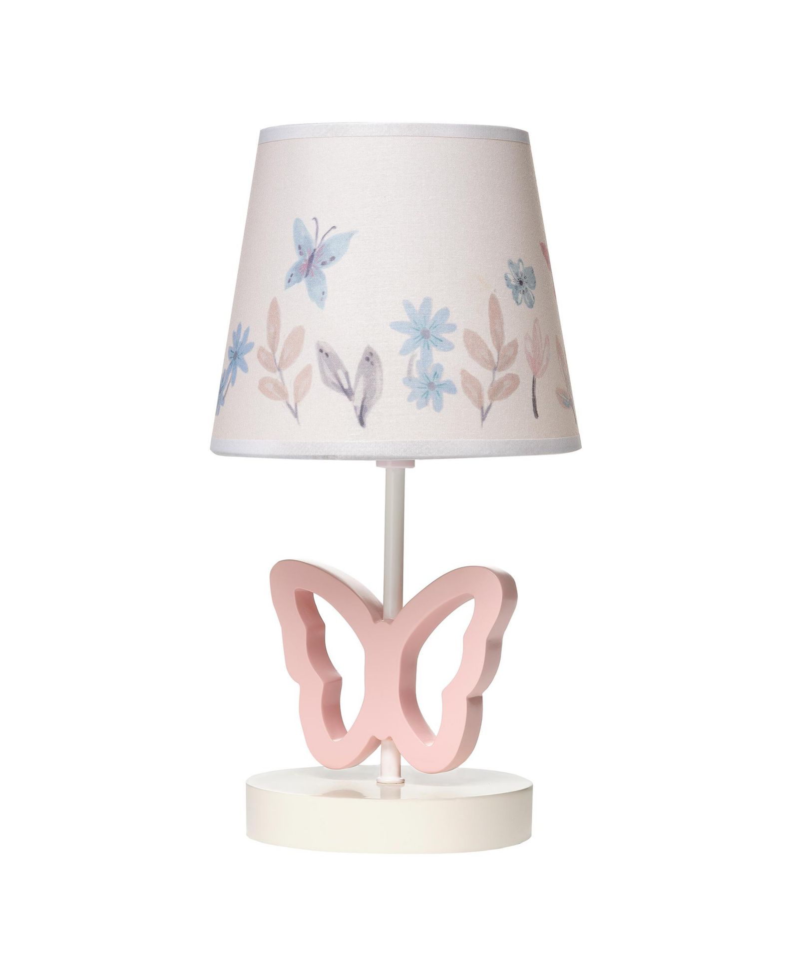 Lambs & Ivy Baby Blooms Butterfly Nursery Lamp with Floral Shade & Bulb