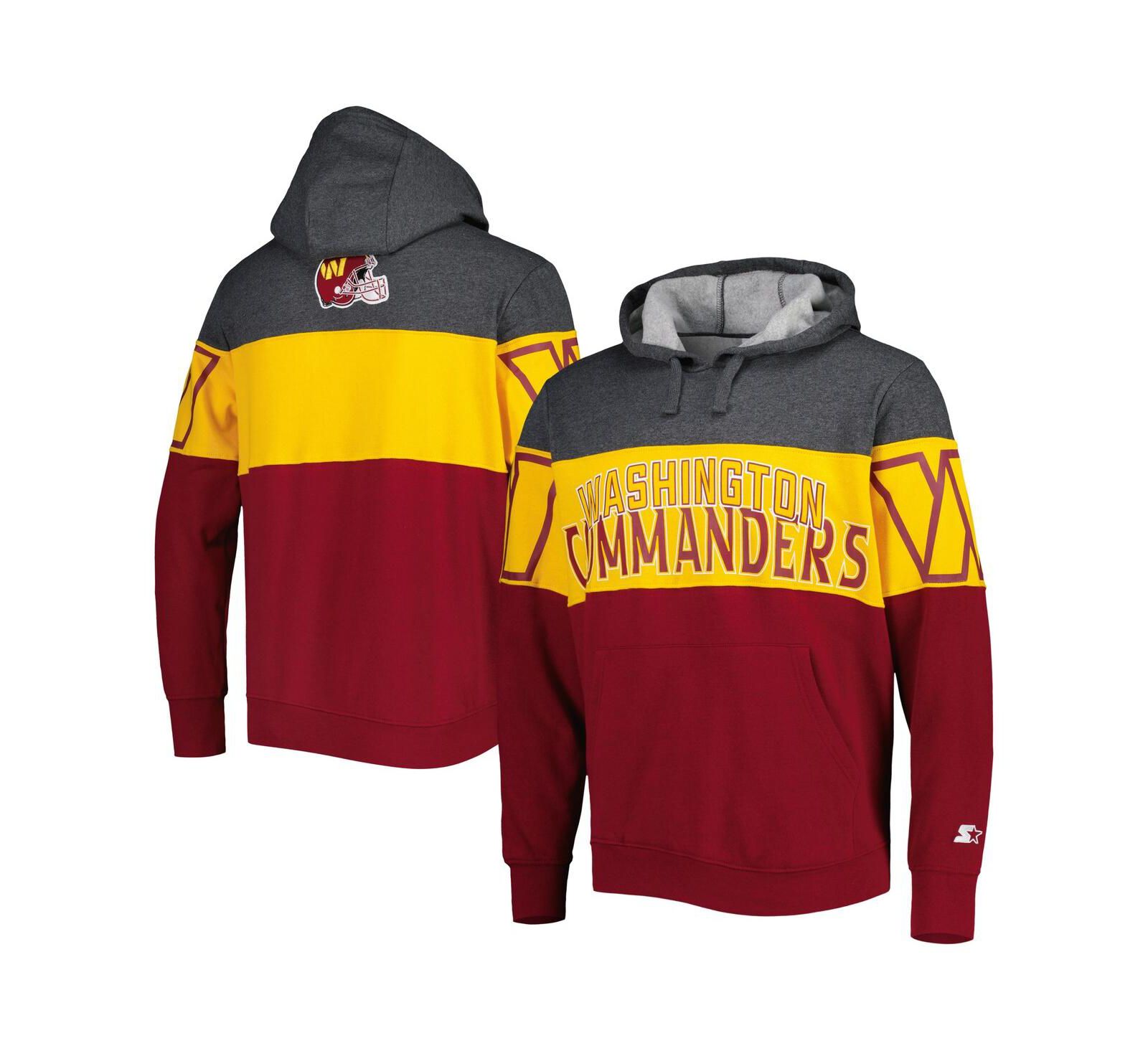 Men's Starter Heather Charcoal, Burgundy Washington Commanders Extreme Pullover Hoodie