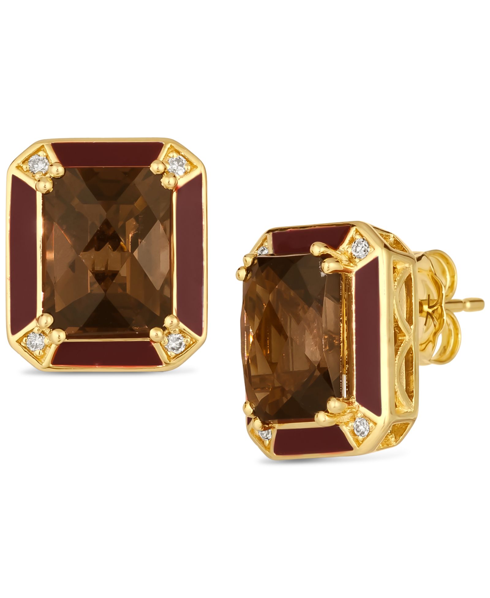 Серьги-гвоздики Le Vian® Chocolate Quartz (4 ct. t.w.) и Nude Diamonds (1/20 ct. t.w.) в 14k золоте