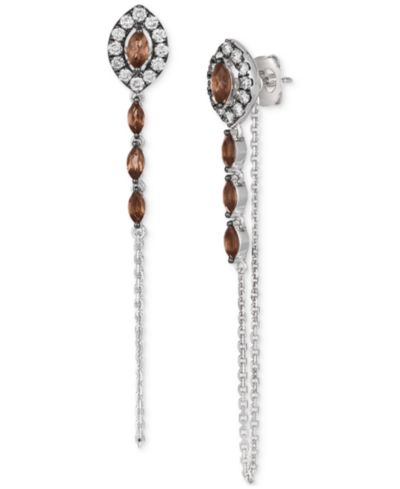 Le Vian® линейные серьги-подвески с шоколадным кварцем (5/8 ct. t.w.) и шоколадными бриллиантами (3/8 ct. t.w.) в белом золоте 14k