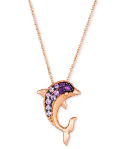 Подвеска-дельфин Le Vian® Strawberry Ombré Sapphire в 14k Rose Gold, 18" + 2" extender