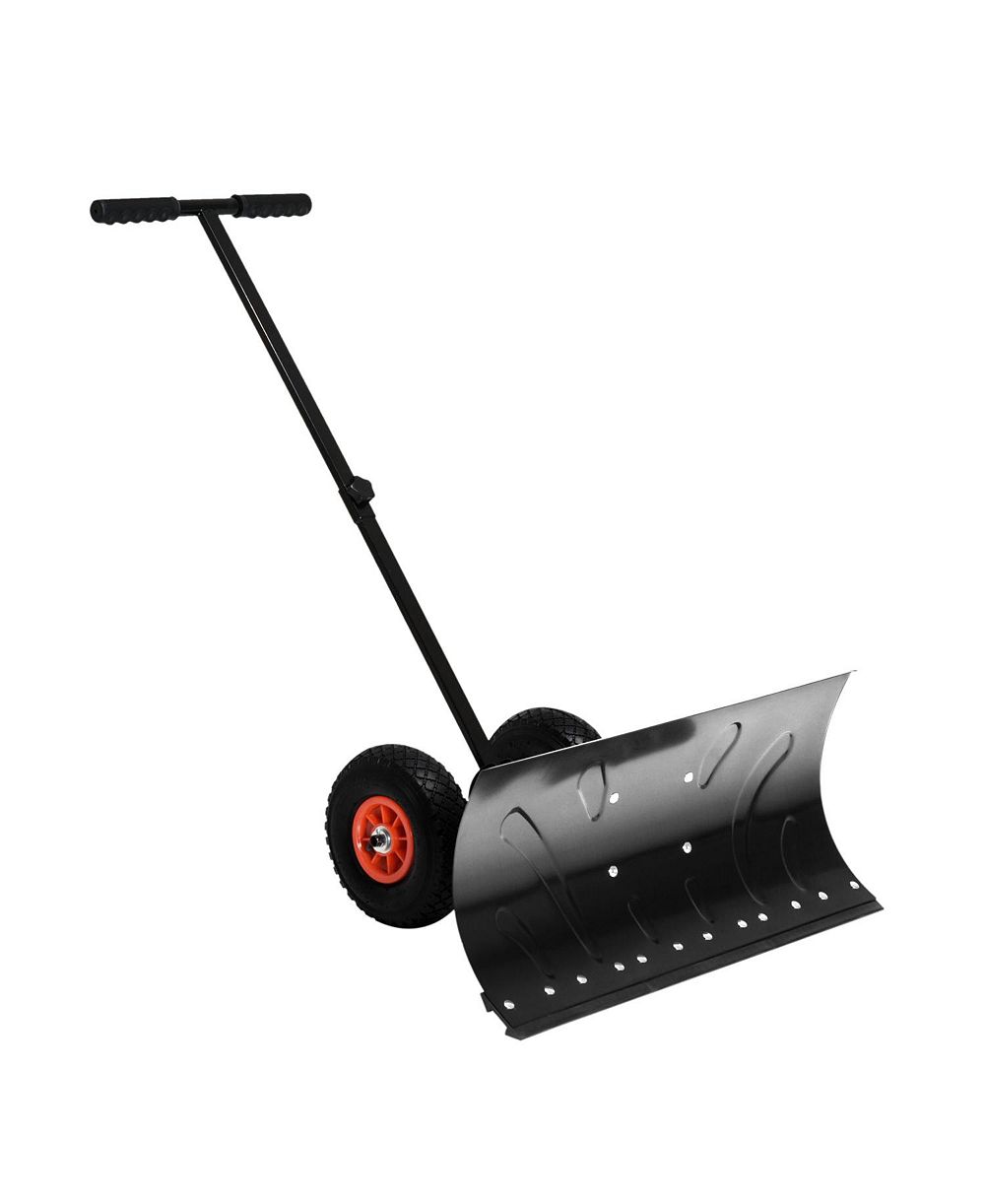 Outsunny Snow Shovel, Rolling Pusher with 29" Blade, Wheels and Tilt,