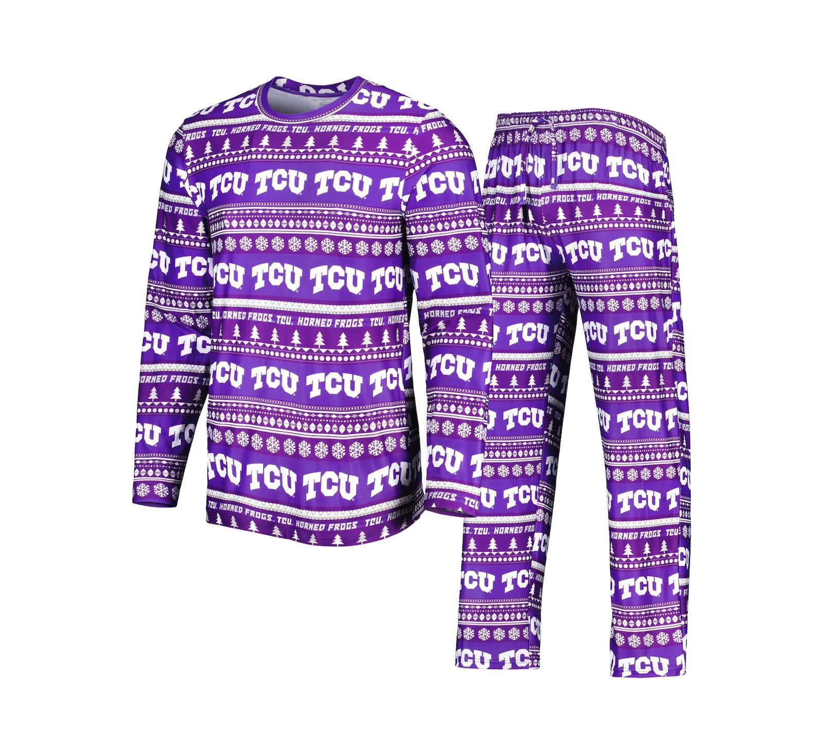 Комплект для сна Concepts Sport Men's Purple TCU Horned Frogs Swivel Long Sleeve T-shirt and Pants