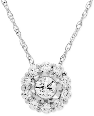 Подвеска-кулон Diamond Halo 18" в белом золоте 14k (1/4 ct. t.w.)