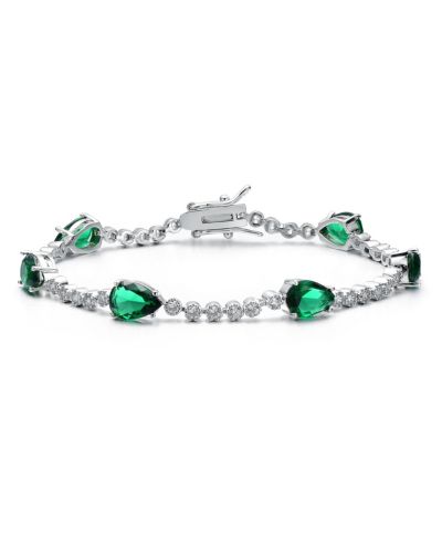 Браслет Rachel Glauber White Gold Plated с цветной кубической цирконией Tennis
