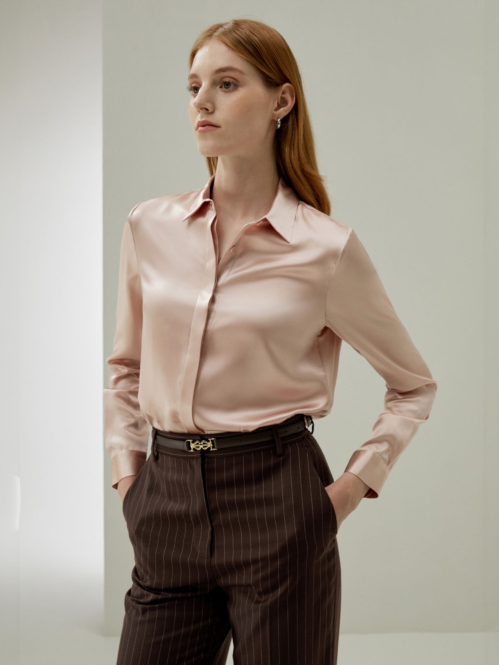 Женская шелковая рубашка LILYSILK Basic Concealed Placket