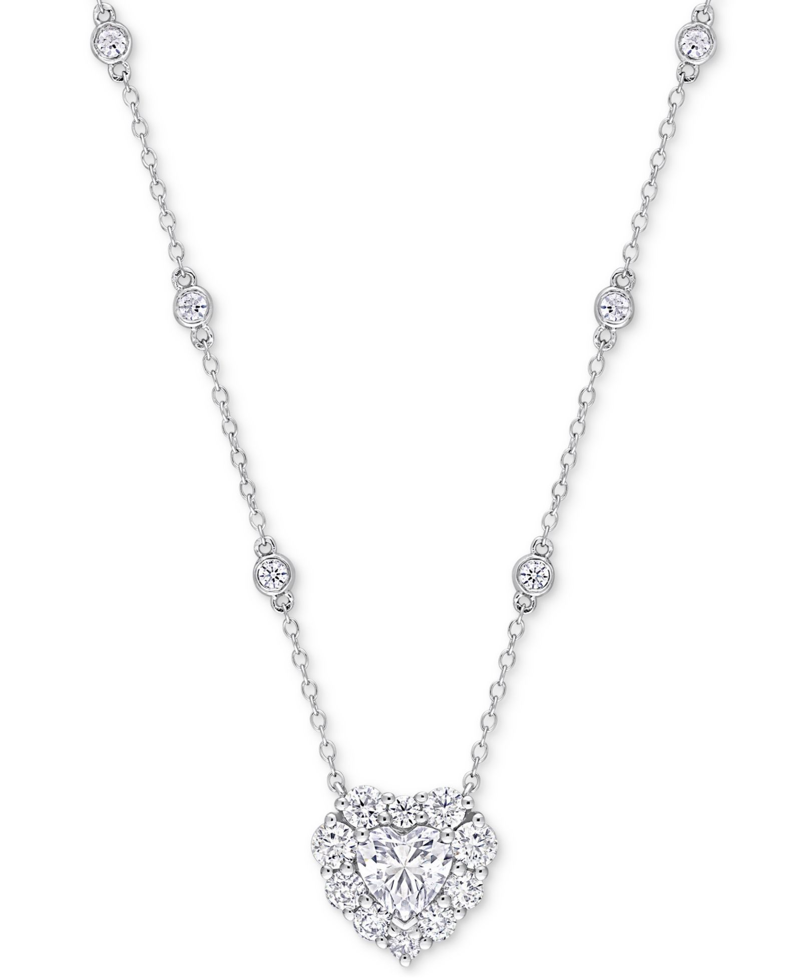 Подвеска-кулон Moissanite Heart Halo в серебре Sterling Silver, 18" + 2" extender