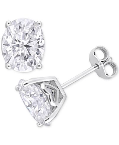 Серьги-гвоздики Moissanite Oval из стерлингового серебра (4 ct. t.w.)