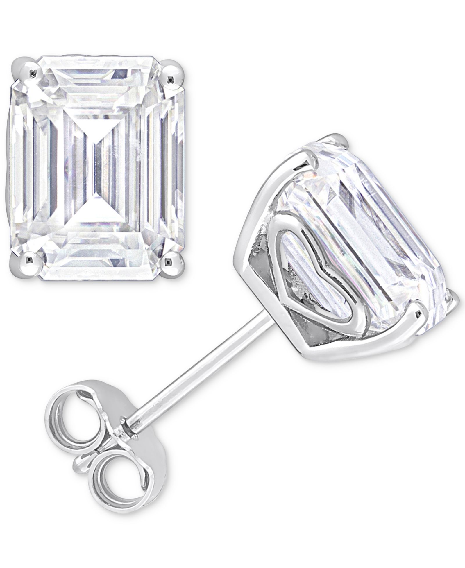 Серьги-гвоздики Moissanite Baguette из стерлингового серебра (4-3/4 ct. t.w.)