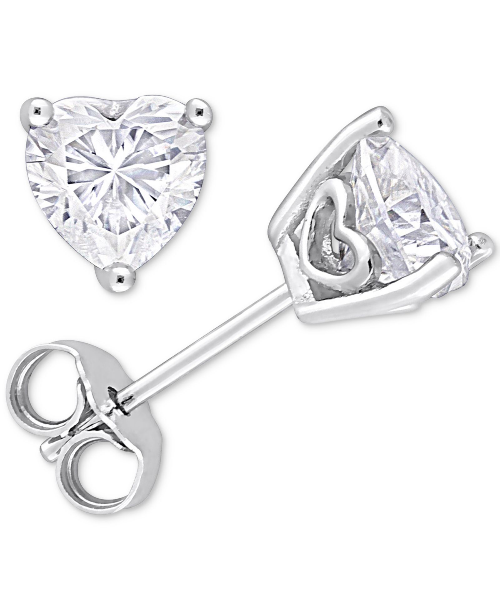 Серьги-гвоздики Moissanite Heart-Shape в Sterling Silver (1-1/2 ct. t.w.)