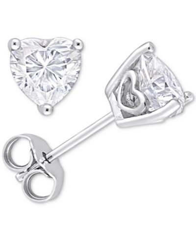Серьги-гвоздики Moissanite Heart-Shape в Sterling Silver (1-1/2 ct. t.w.)