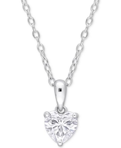 Macy's кулонная цепочка с одиночным бриллиантом Moissanite Heart Solitaire 18" (3/4 ct. t.w.) из стерлингового серебра