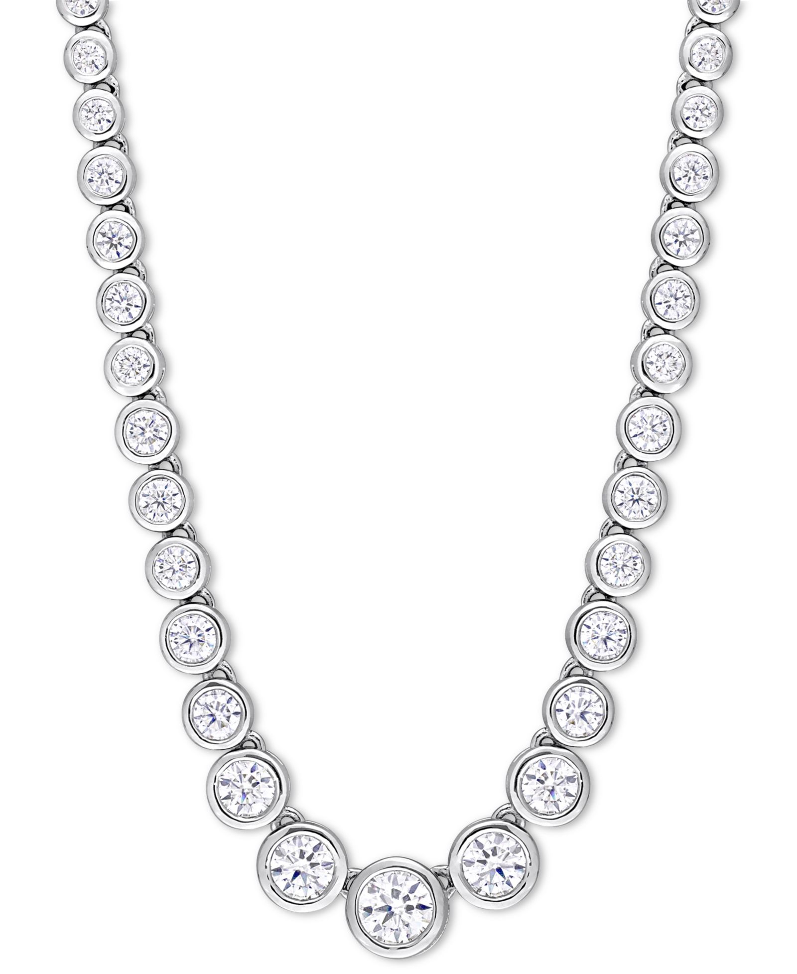 Moissanite Bezel Graduated ожерелье с кулоном из стерлингового серебра