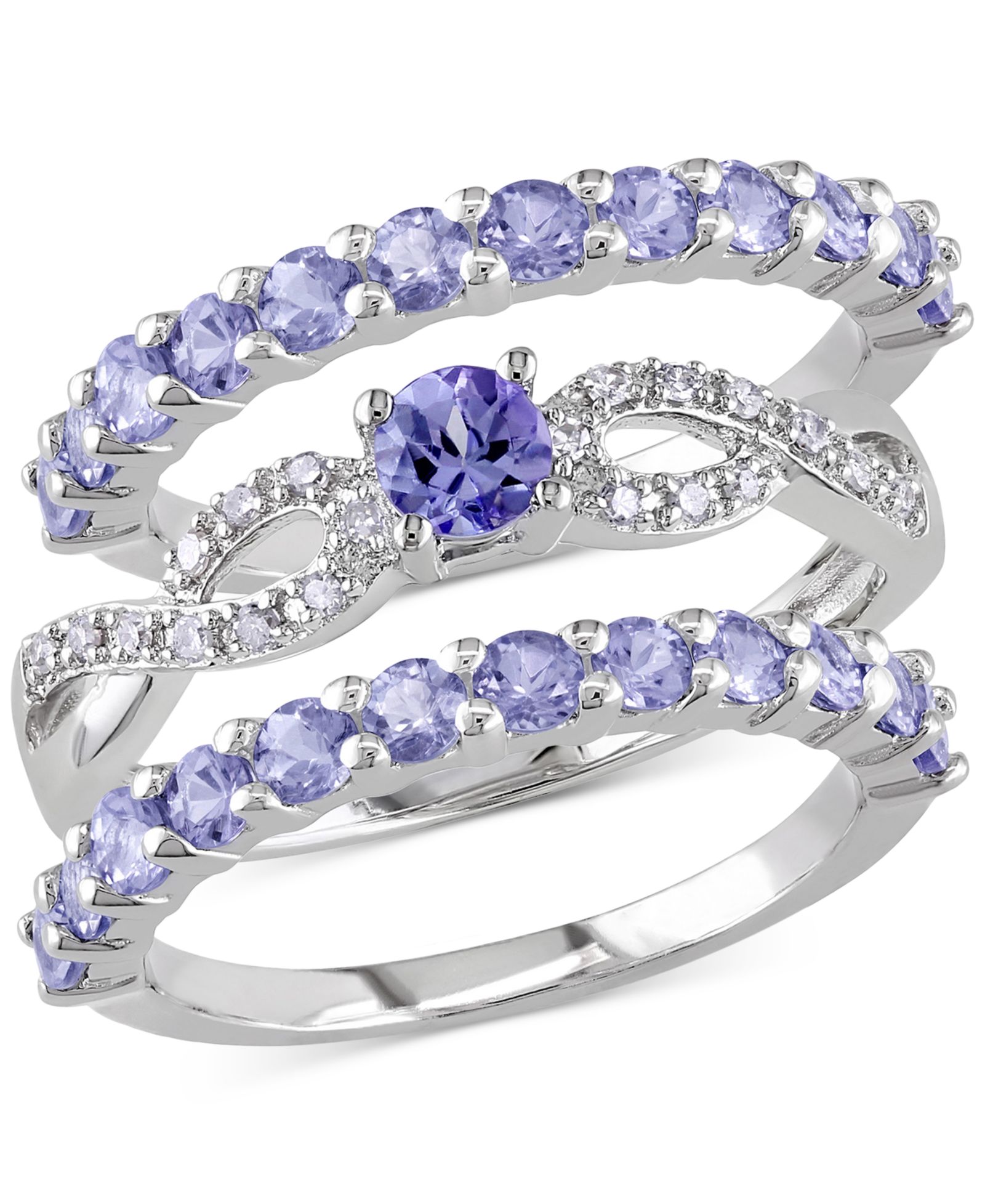 Набор из 3 колец Tanzanite & Diamond в серебре