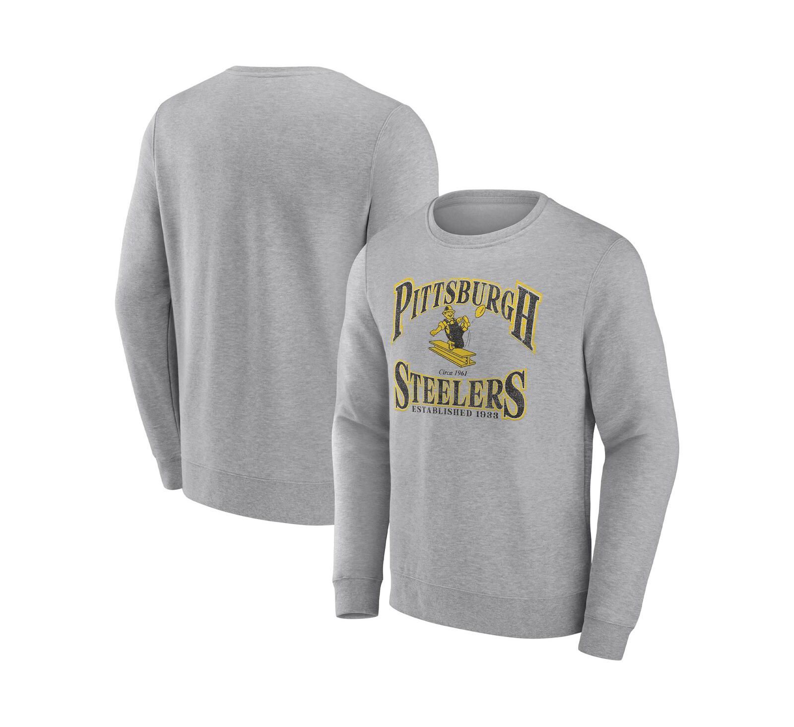 Мужское свитшот-толстовка Fanatics Heather Gray Pittsburgh Steelers Playability Pullover