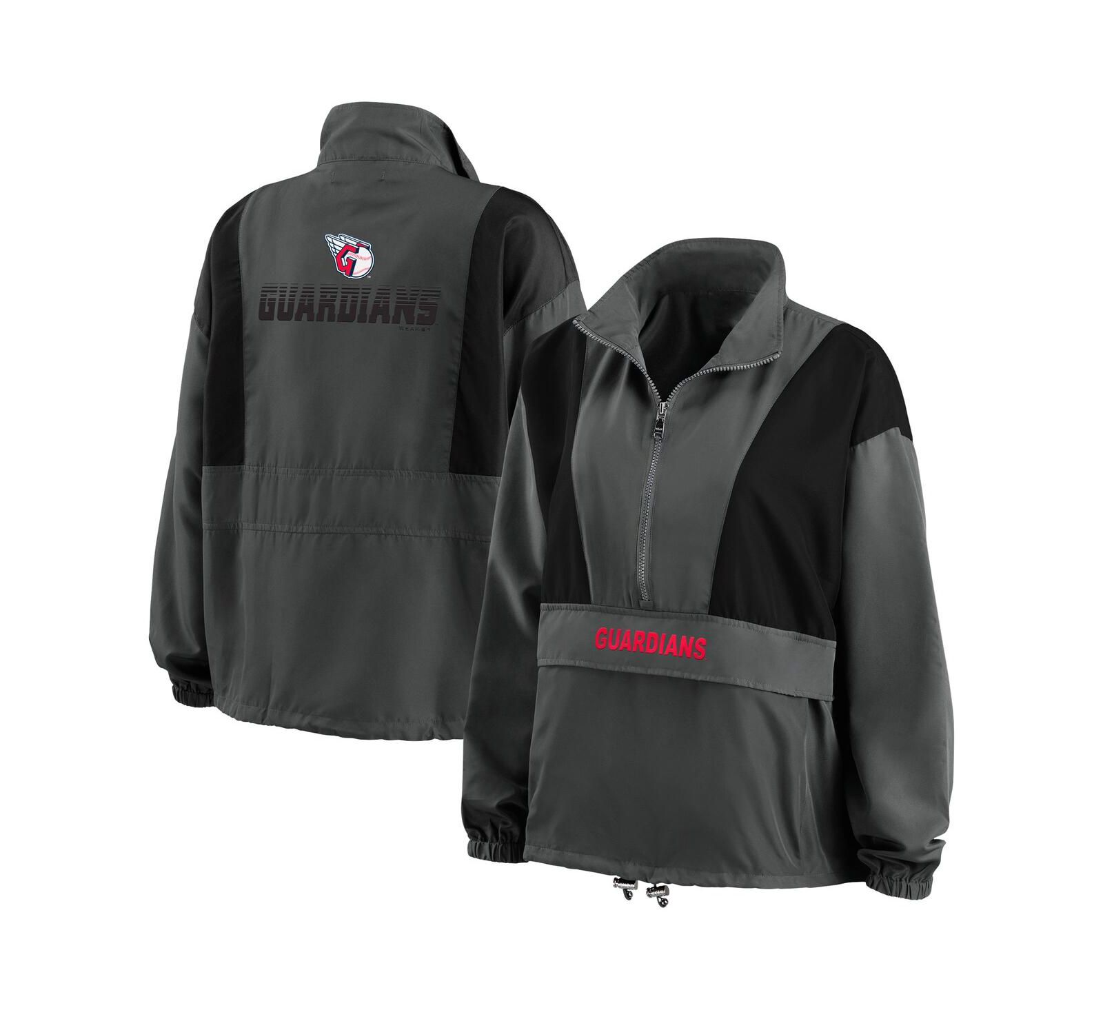 Women's WEAR by Erin Andrews Charcoal Cleveland Guardians Packable Half-Zip Jacket