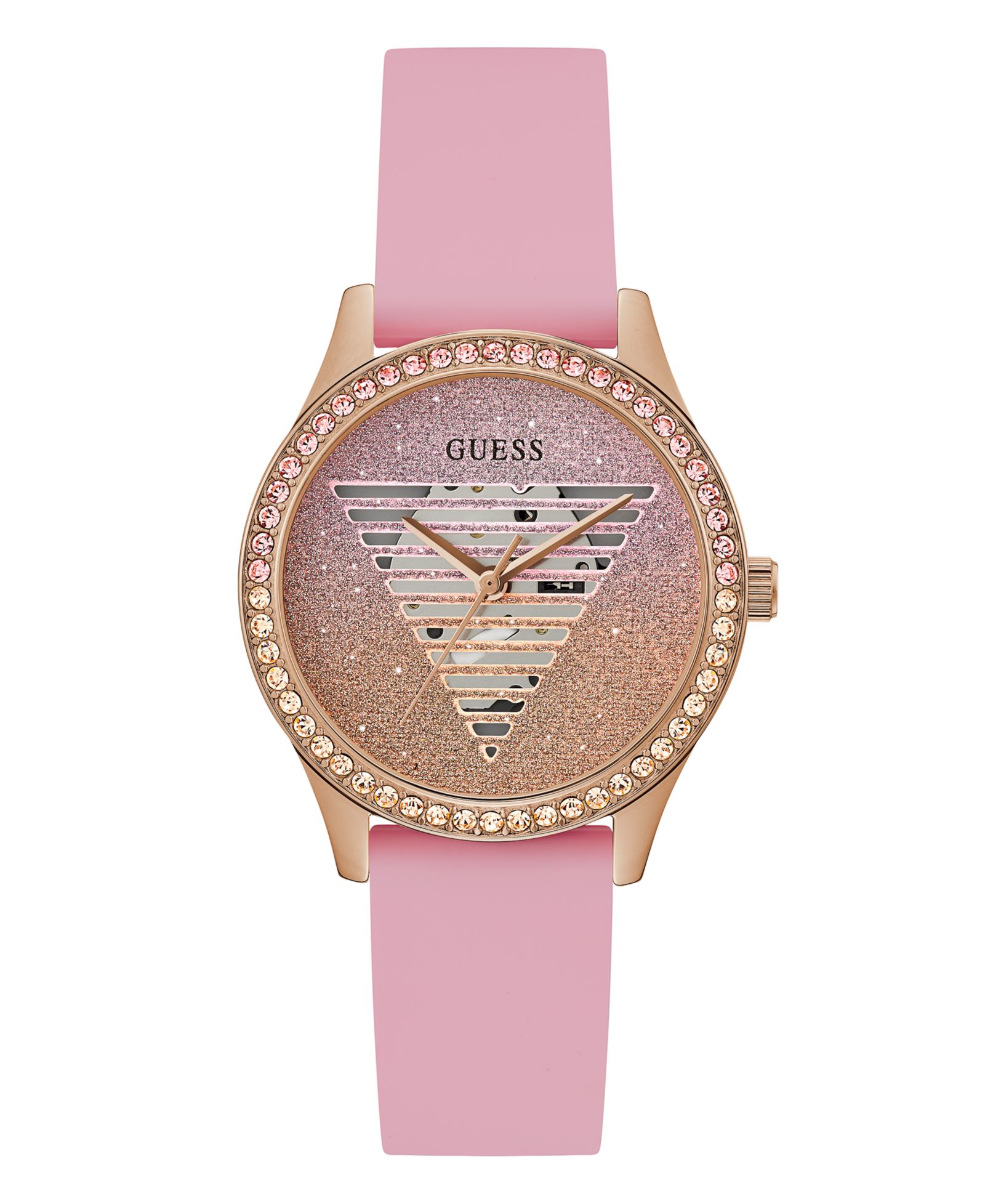 GUESS Women's Analog Pink Silicone Watch 38mm