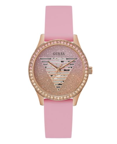 GUESS Women's Analog Pink Silicone Watch 38mm