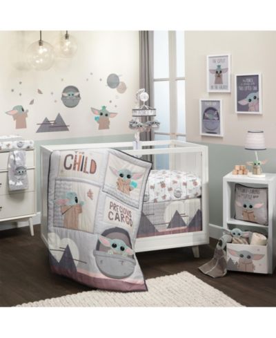 Комплект постельного белья Lambs & Ivy Star Wars The Child Baby Yoda Nursery 3-Piece Baby Crib
