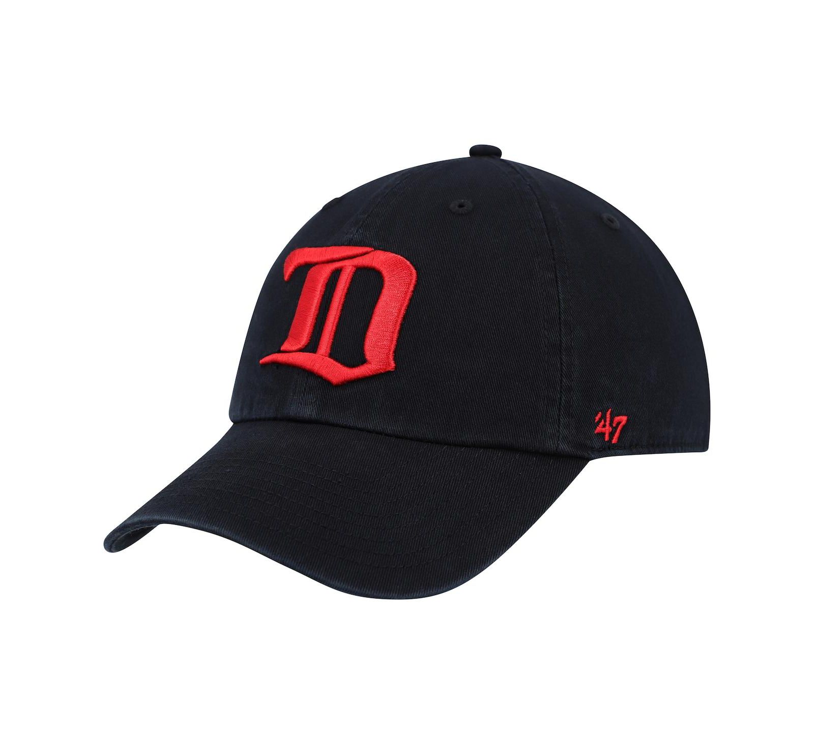 Men's '47 Brand Black Detroit Red Wings Clean Up Adjustable Hat