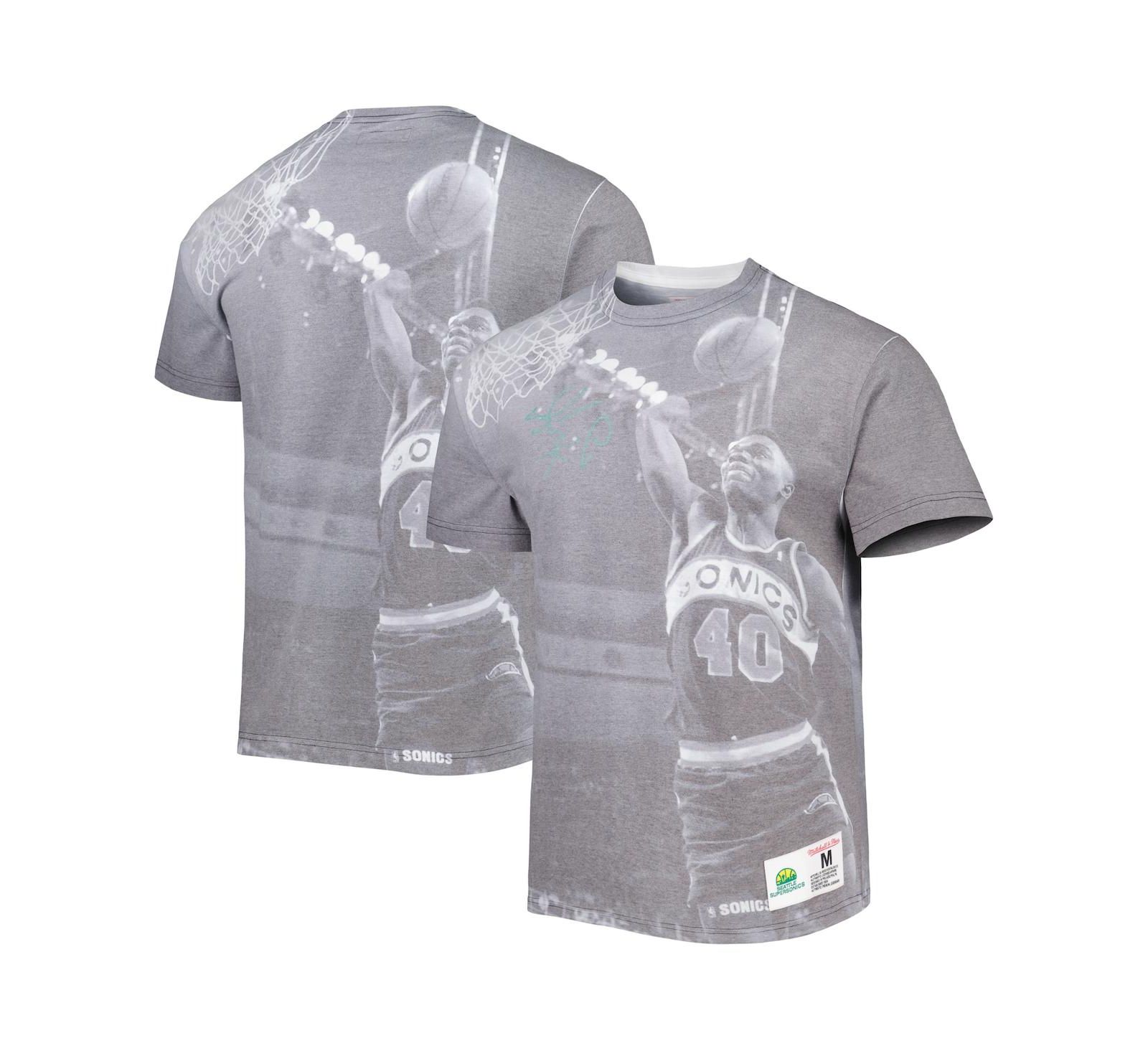 Мужская футболка Mitchell & Ness Shawn Kemp Heather Gray Seattle SuperSonics Above The Rim