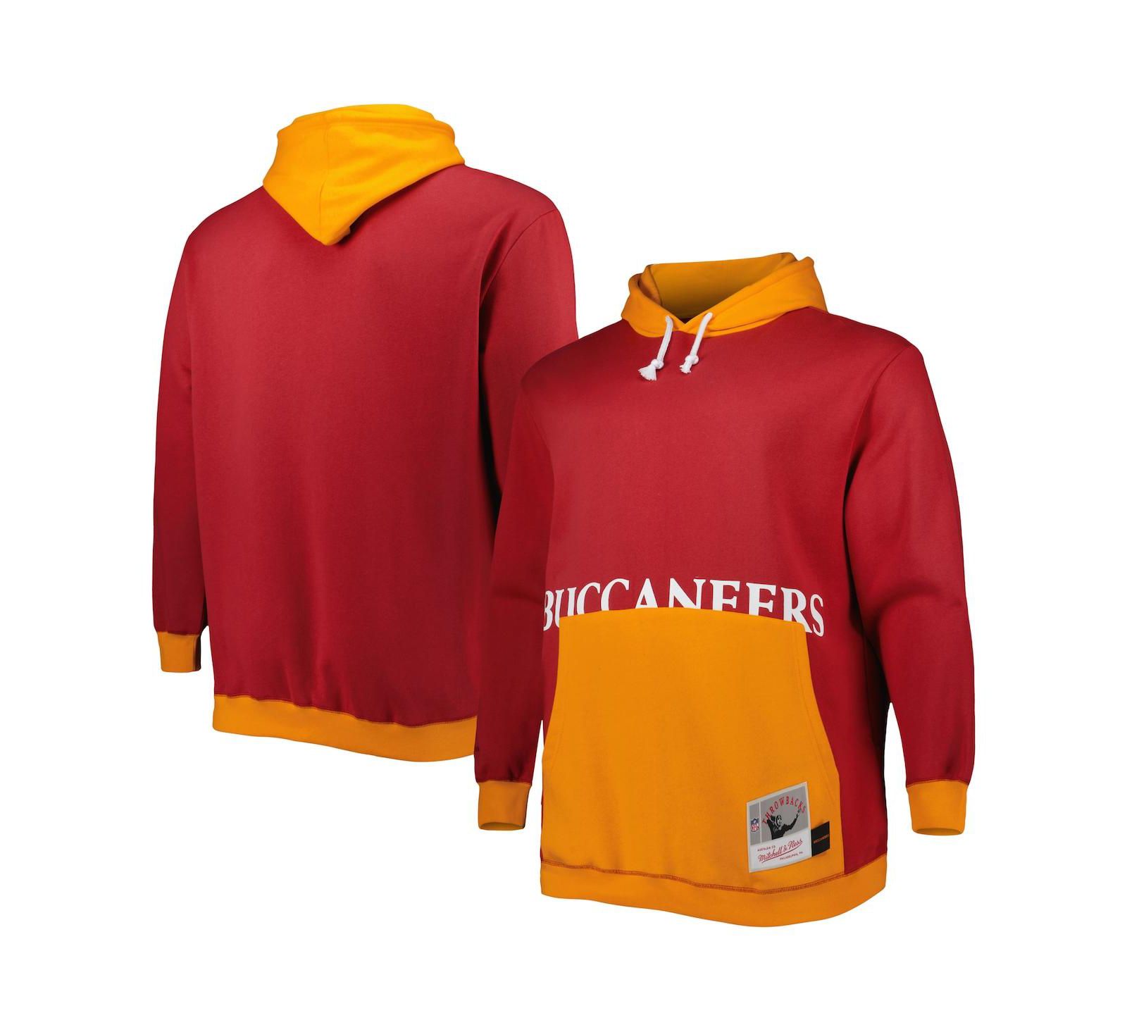 Men's Mitchell & Ness Red, Orange Tampa Bay Buccaneers Big and Tall Big Face Pullover Hoodie