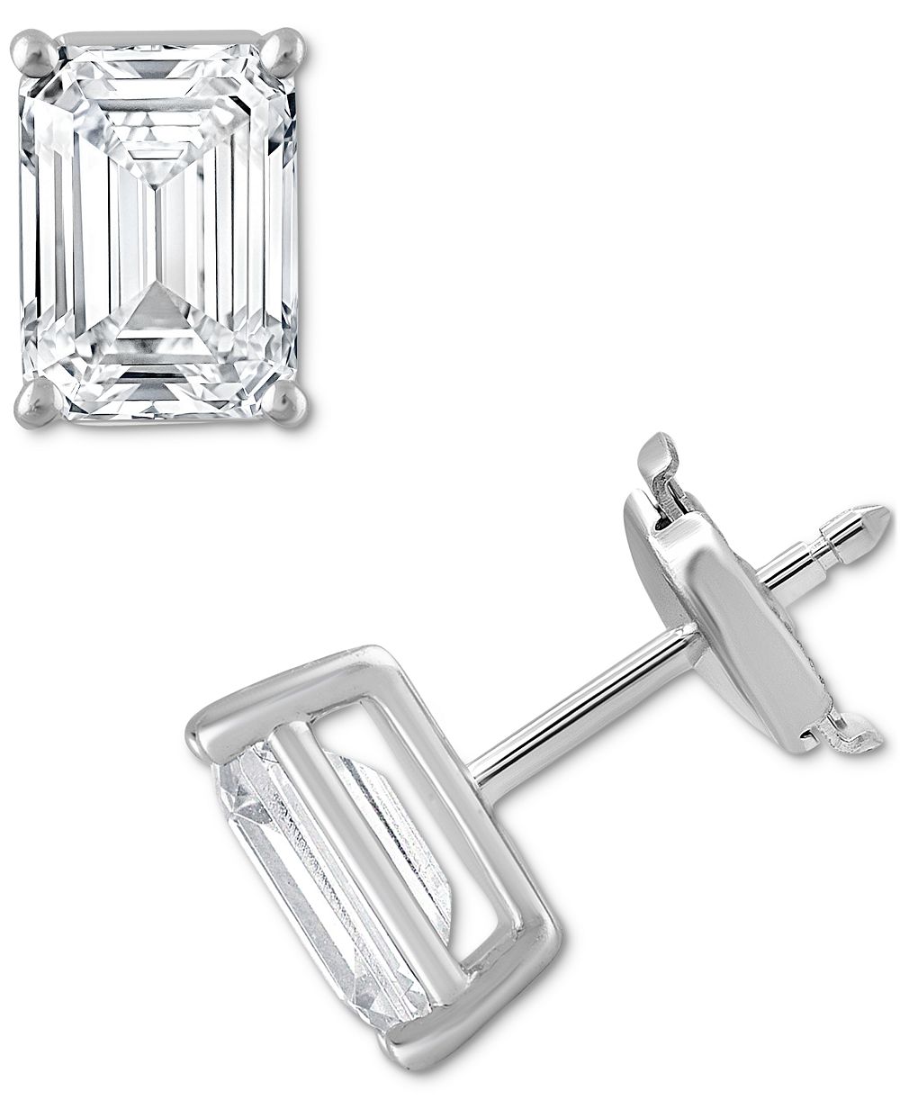 Серьги Badgley Mischka Certified Lab Grown Diamond Emerald-Cut Stud 14k Gold
