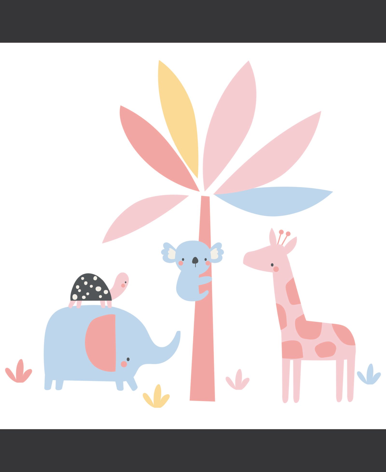 Настенные наклейки Lambs & Ivy Snuggle Jungle Pastel Safari Elephant/Giraffe/Tree 35 x 0.1 x 38 inches