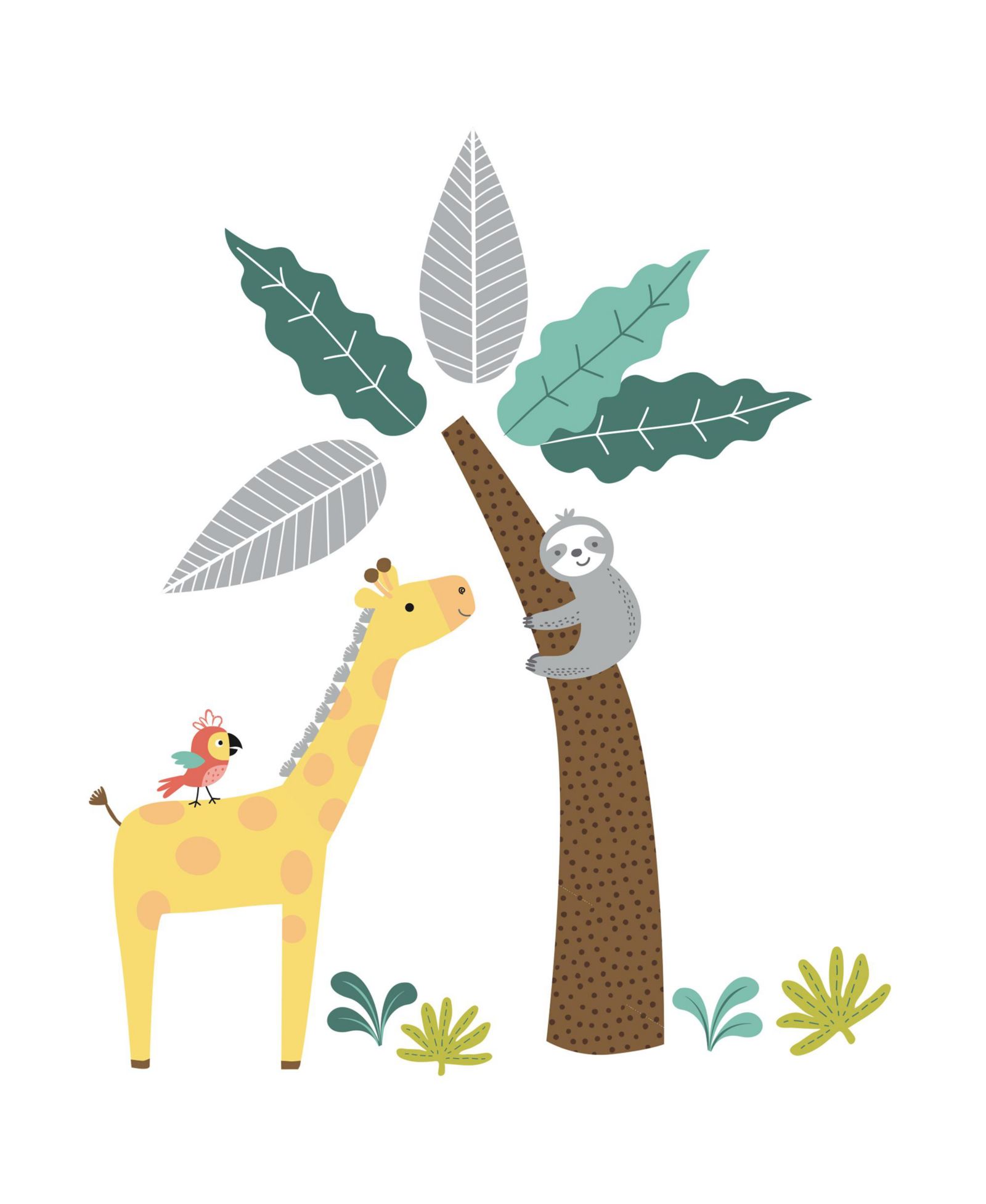 Наклейки на стену Bedtime Originals 31.5 x 0.01 x 37.5 inches Mighty Jungle Animals Giraffe/Sloth/Tree