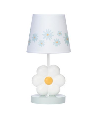 Lambs and Ivy Sweet Daisy White Floral Nursery/Child Lamp with Shade and Bulb