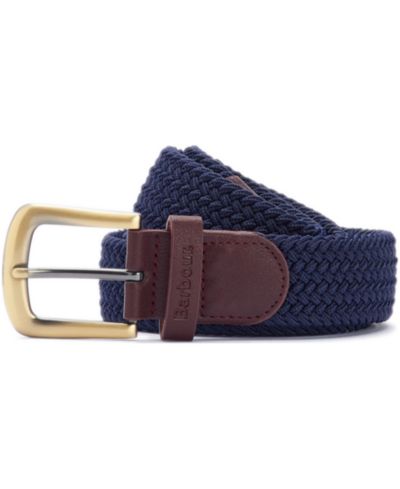 35MM Barbour Men's Stretch Webbing Belt with Faux-Leather Trim
