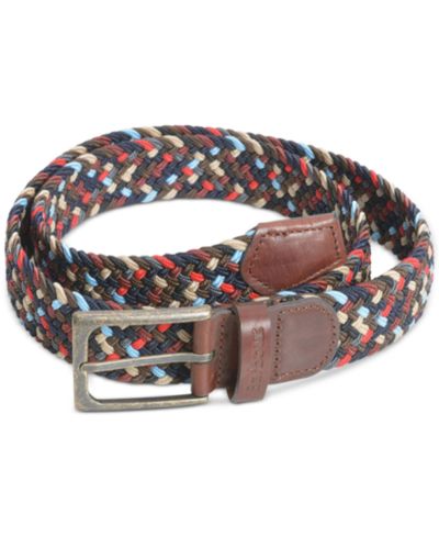 35MM Barbour Men's Ford Webbing Belt with Faux-Leather Trim
