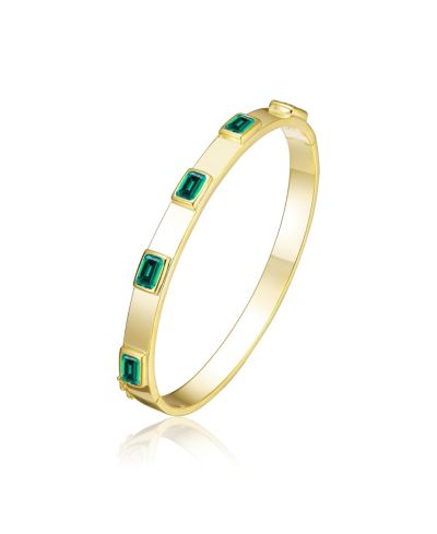Браслет-бэнгл Rachel Glauber Modern 14K Gold Plated CZ Bezel Set