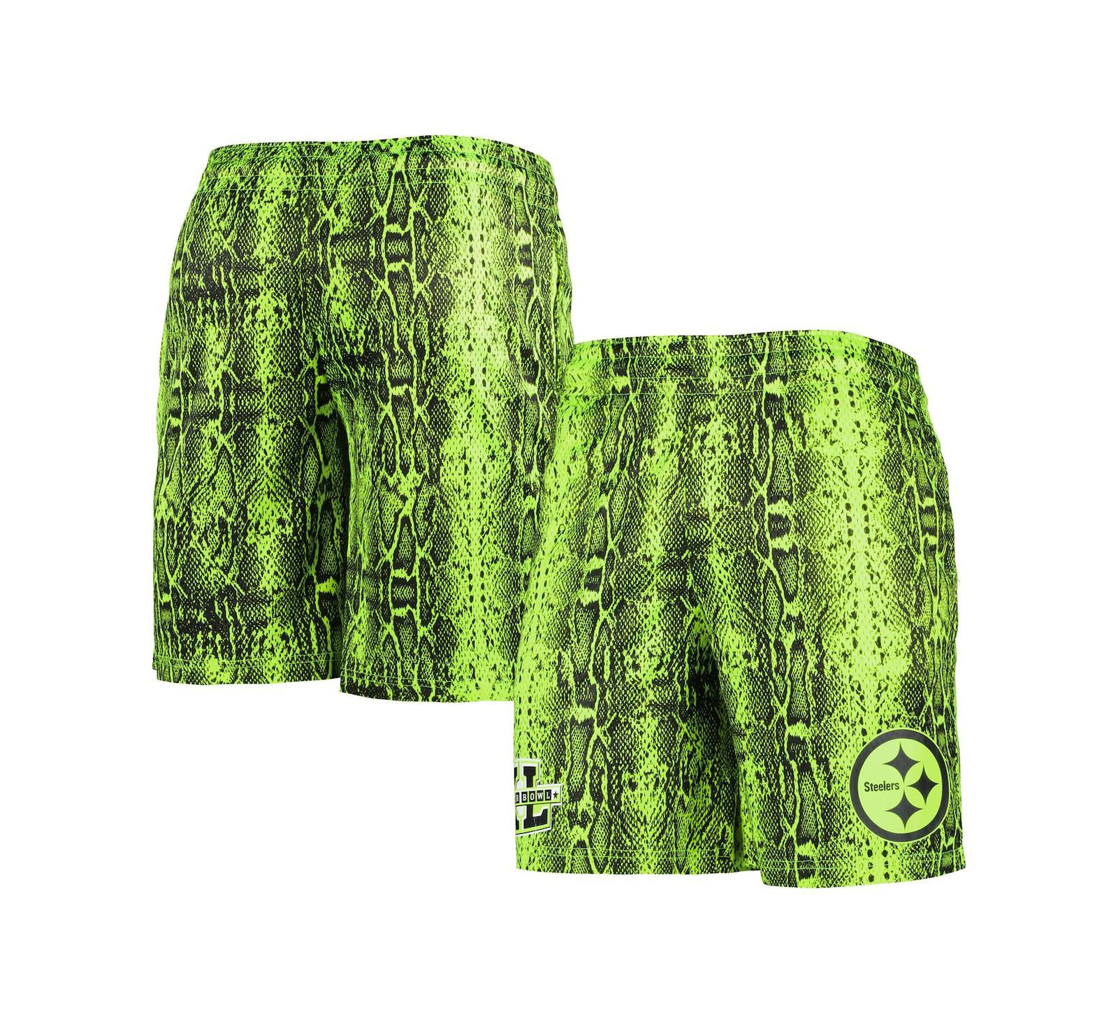 Men's New Era Neon Green Pittsburgh Steelers Summer Pop Shorts