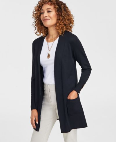 JM Collection Women's Button-Sleeve Flyaway Cardigan Sweater
