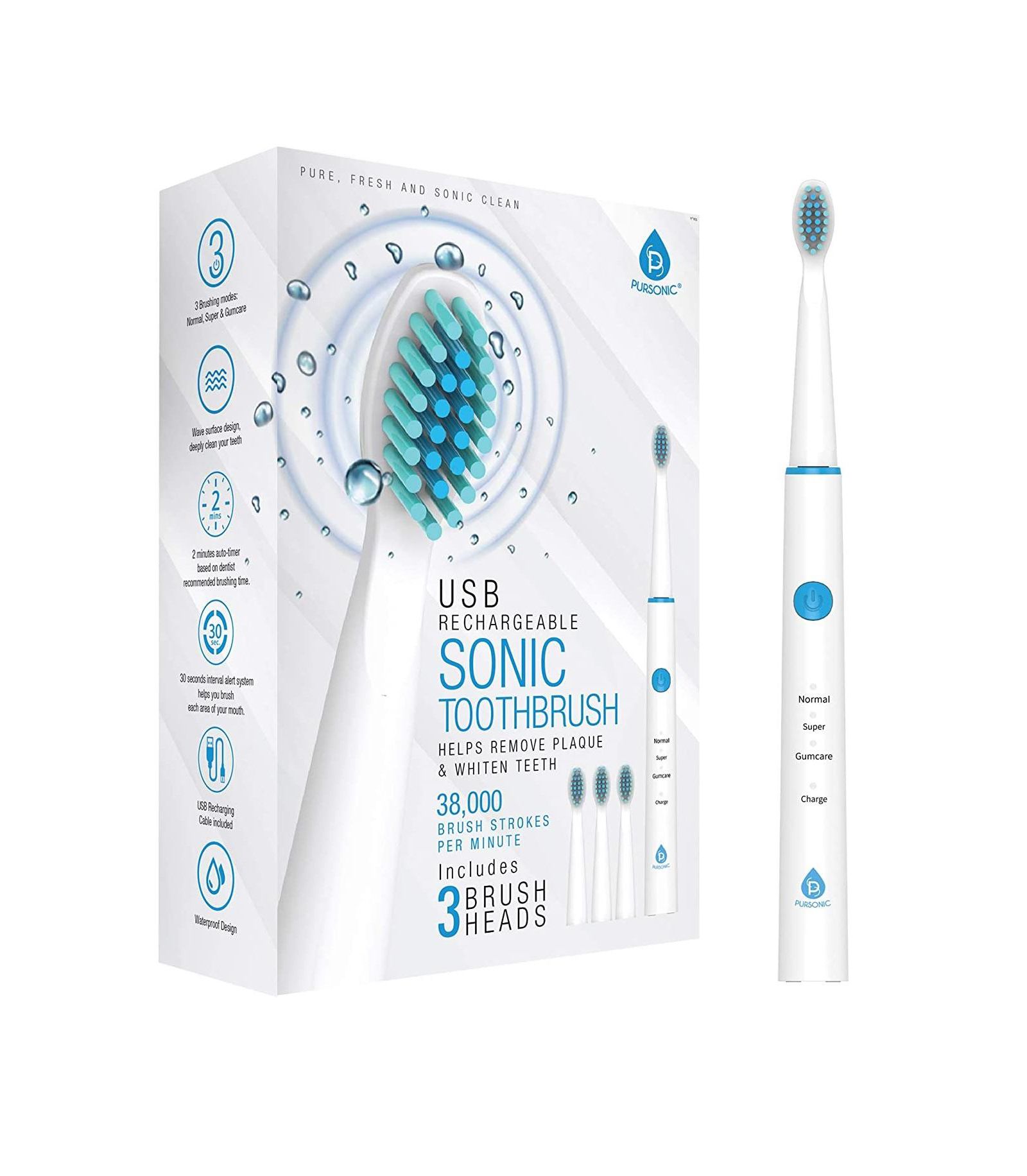 PURSONIC USB Rechargeable Sonic Toothbrush