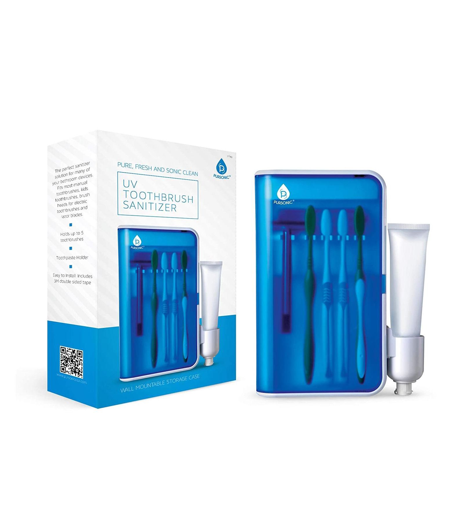 Pursonic S2 Wall Mountable Portable UV Toothbrush Sanitizer
