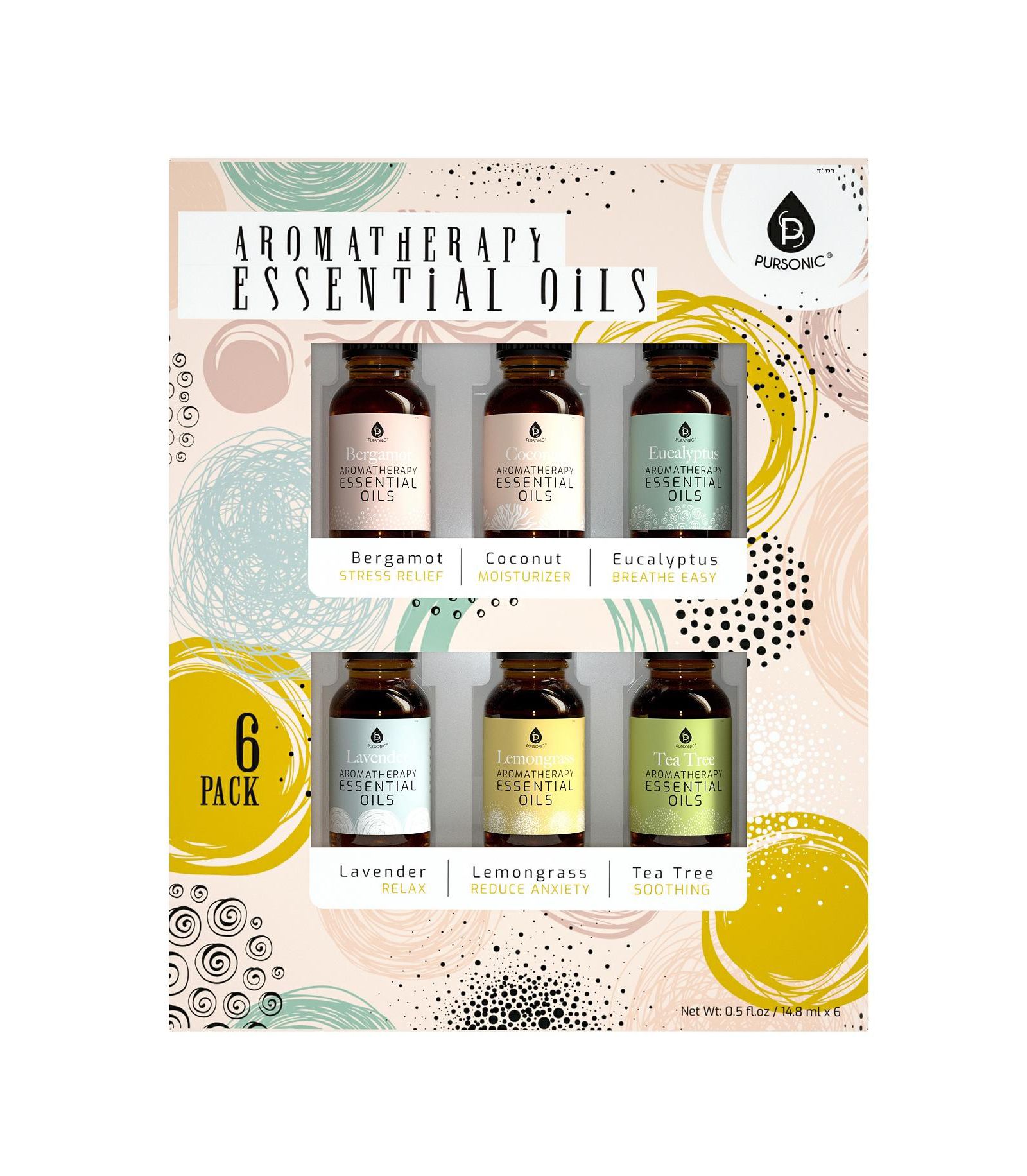 Набор эфирных масел PURSONIC Essential Aromatherapy, 6 шт.