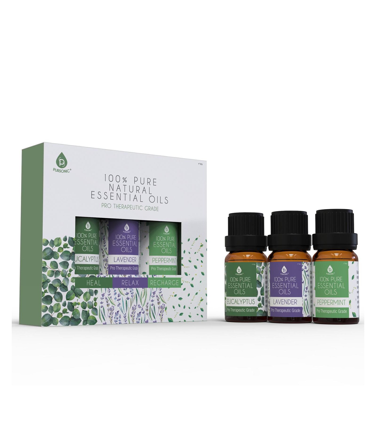 Набор эфирных масел Pursonic 3 pack (Eucalyptus, Lavender & Peppermint)