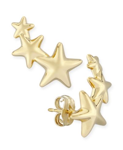 Серьги-гвоздики Triple Star Stud в 14k Yellow Gold или White Gold