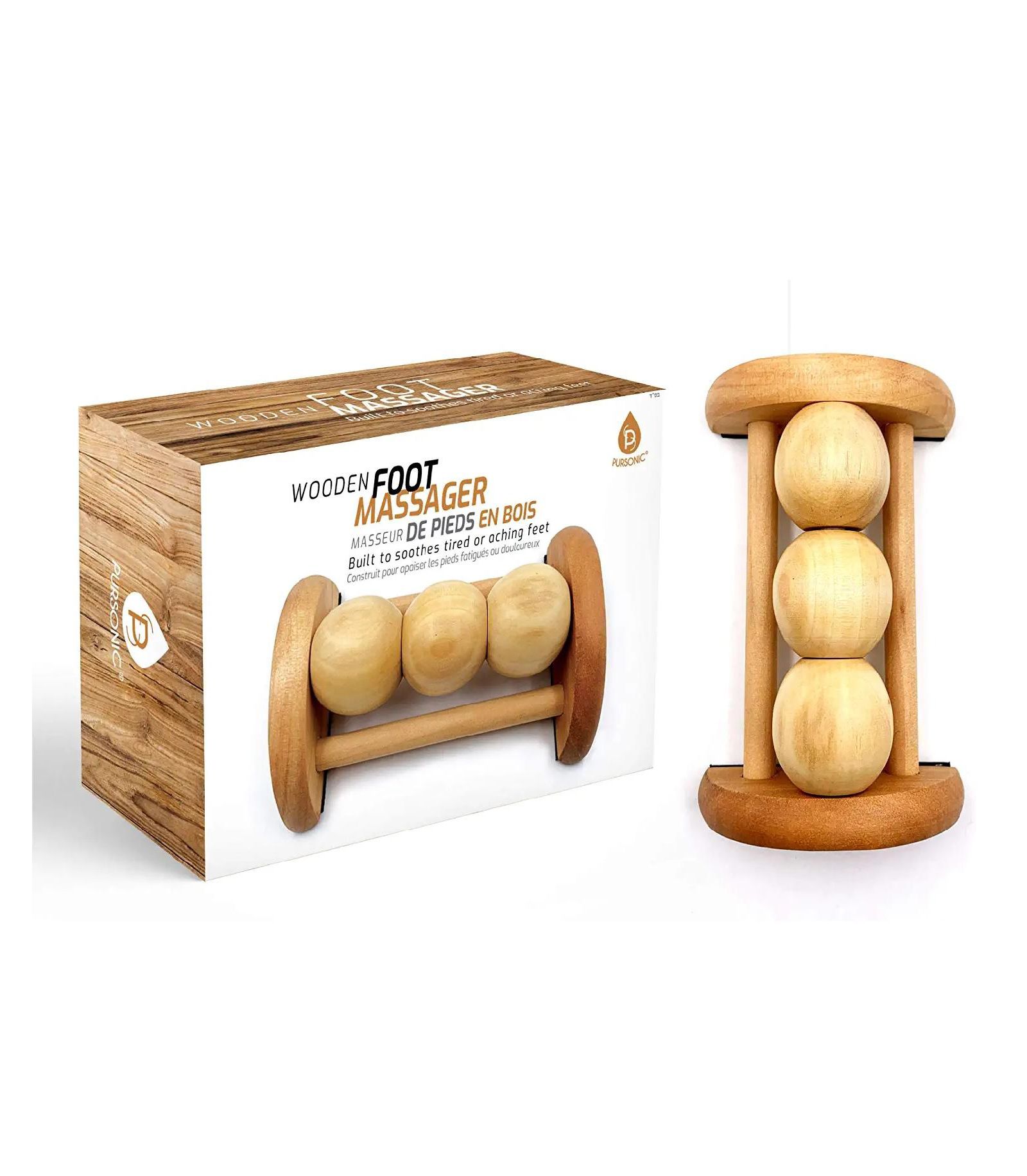 Pursonic All Natural Wooden Foot Massager Roller