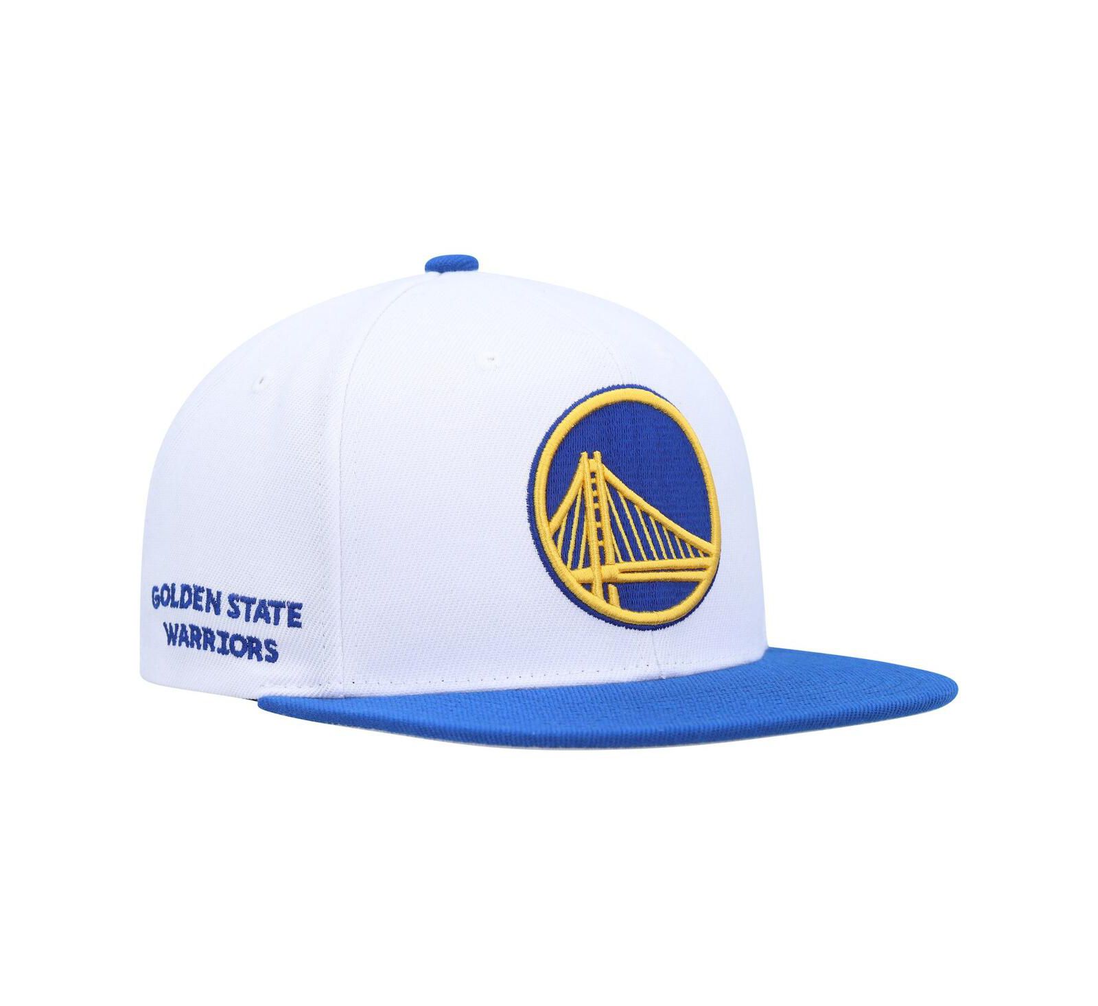 Мужская кепка Mitchell & Ness White, Royal Golden State Warriors Side Core 2.0 Snapback Hat