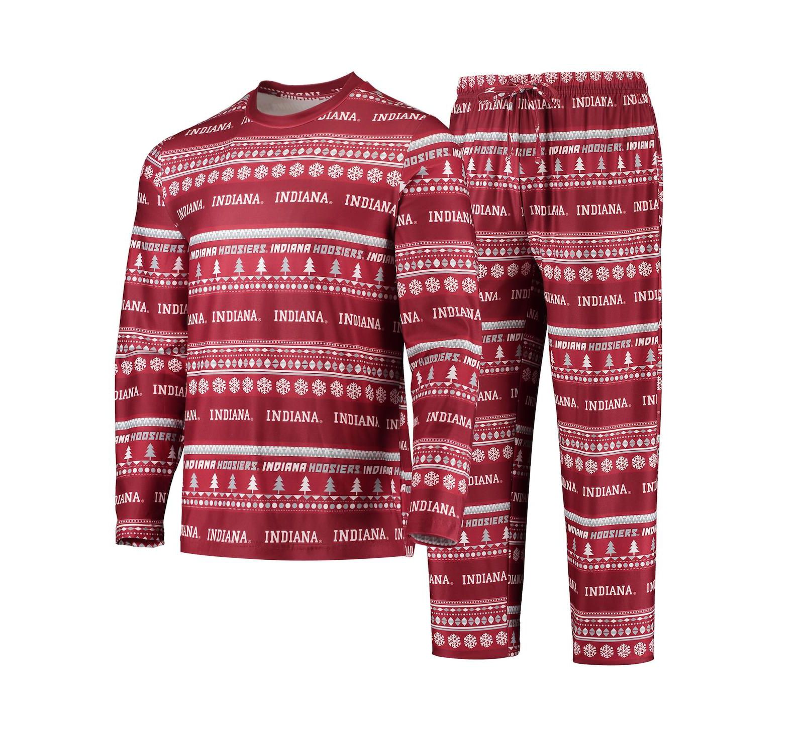 Men's Concepts Sport Crimson Indiana Hoosiers Ugly Sweater Long Sleeve T-shirt and Pants Sleep Set