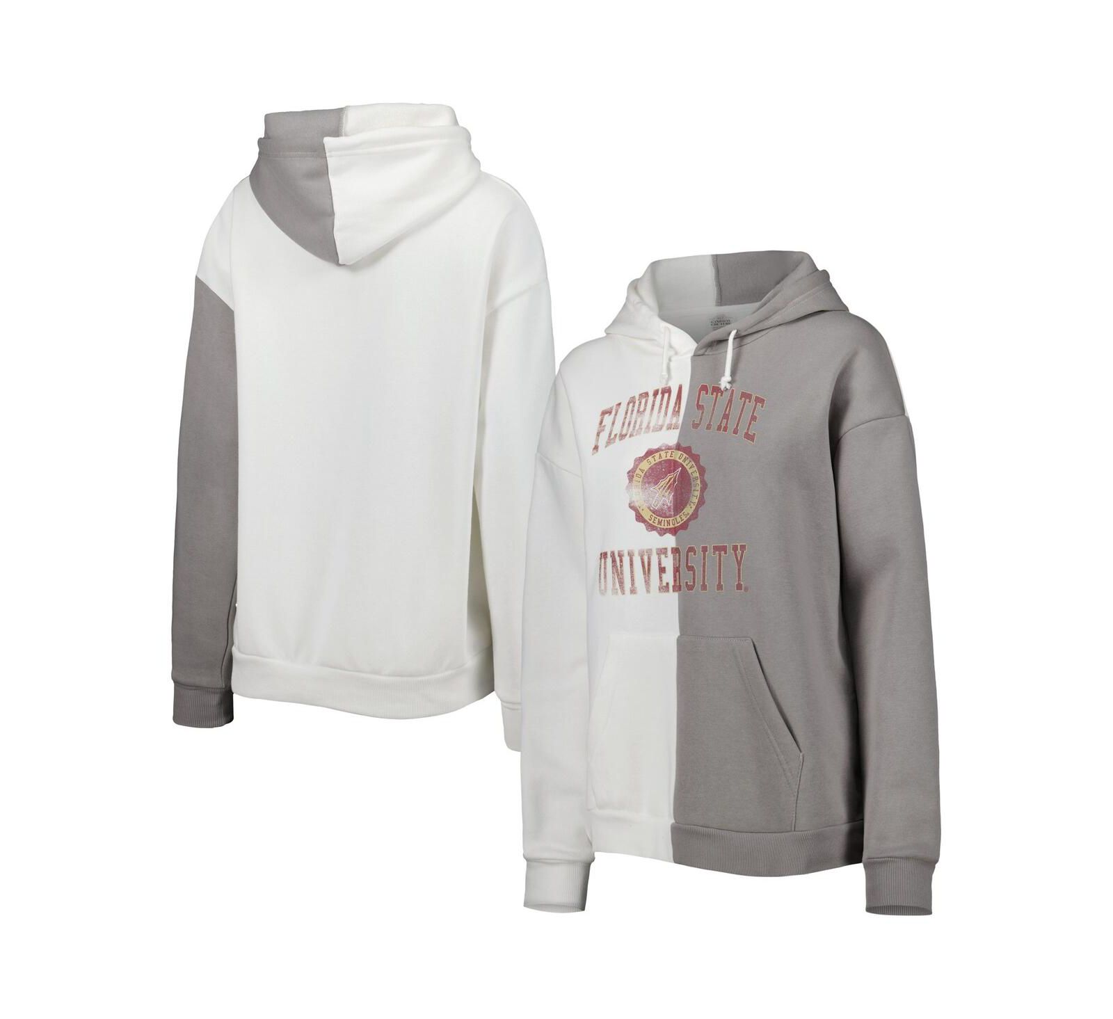 Женское худи Gameday Couture Gray, White Florida State Seminoles Split Pullover