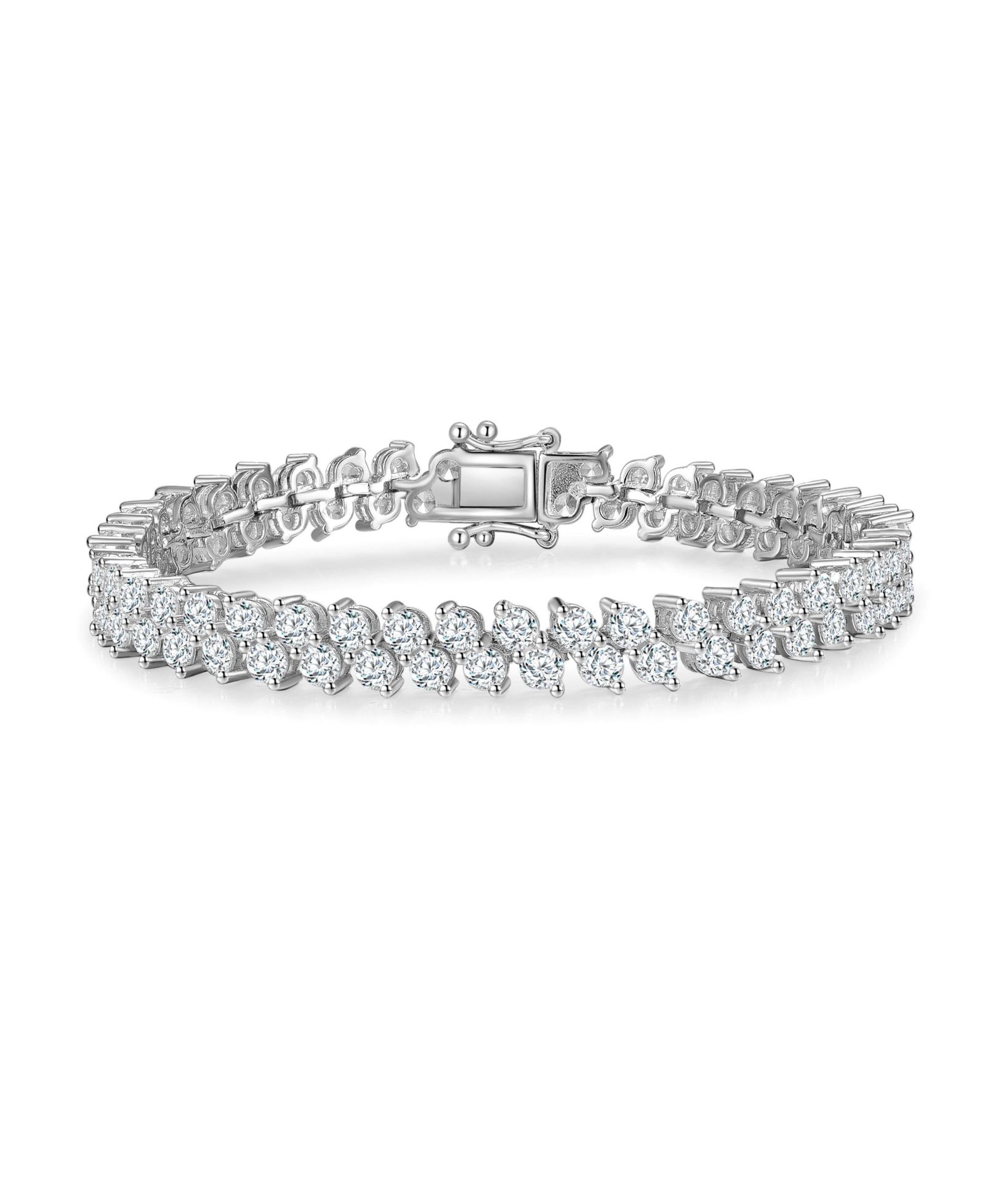 Genevive Cubic Zirconia Cluster Link Tennis Bracelet